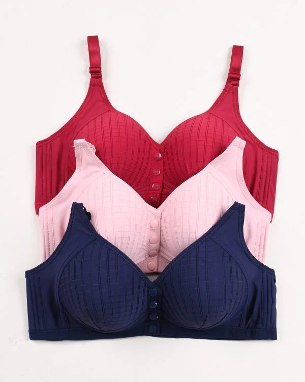 Pack Of 3 Ultra-Comfort Padded Button Bra for Women – Comfortable Daily Wear | Shoppingwears